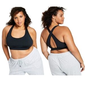 NWT ID Ideology Medium Impact Wicking Black Workout Sports Bra Plus 2X